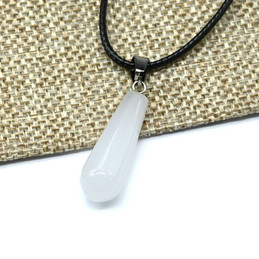 Кулон на шнурке Капля 10*25мм из нефрита имитация, 45см - Радуга камня фото 3