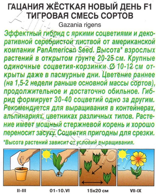 Гацания Новый день F1 тигровая (смесь сортов) 4шт. (Аэлита)