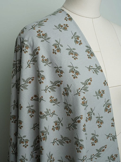 Теплый хлопок Осенние веточки цв.серый с мятным оттенком, ш.1.5м, хлопок-100%, 160гр/м.кв - Купава фото 5