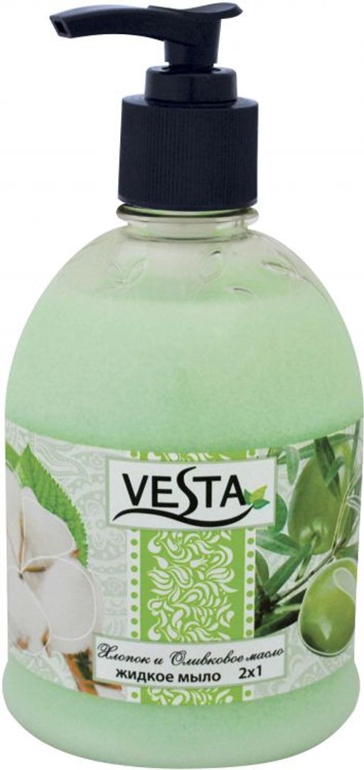 Vesta Мыло жидк.2х1 (Дозатор-500мл) Хлопок и Оливковое масло .18
