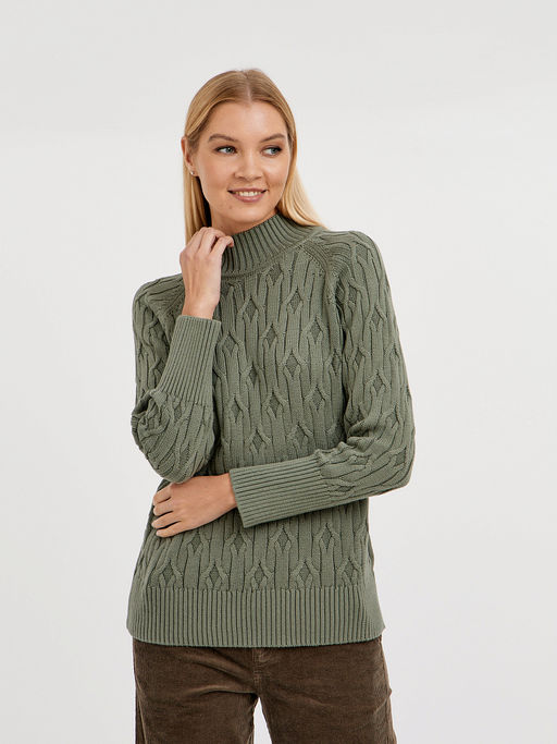 джемпер женский хлопковый с объемным узором и со спущенной линией плеча - Glenfield фото 7