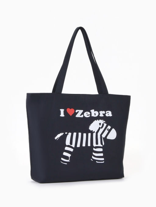 Сумка - шоппер «Зебра», на молнии, с принтом, 42×9×32 см, чёрная