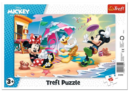 Trefl. Пазл-рамка 15 арт.31390 "Disney Mickey. Игра на пляже"