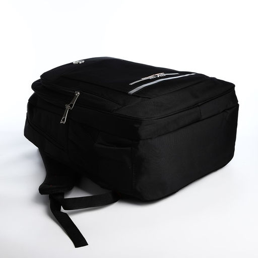 Рюкзак молодёжный из текстиля, 2 отдела на молнии, 4 кармана, цвет чёрный/оранжевый - Simaland фото 3