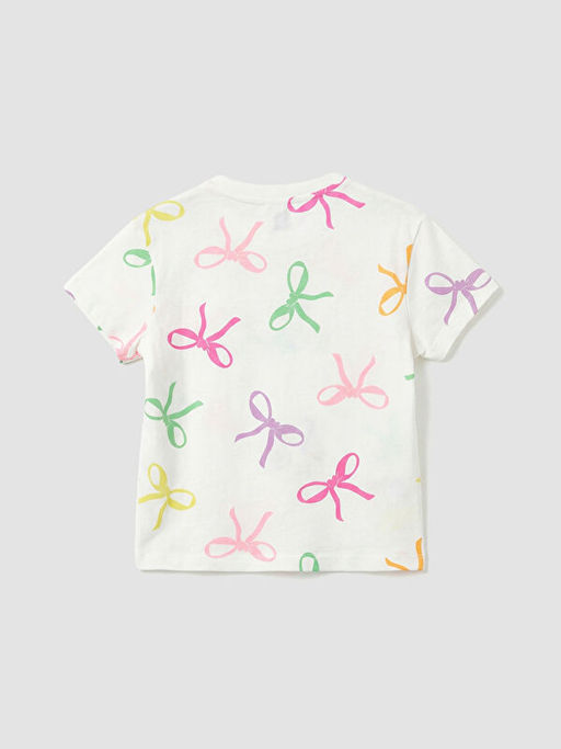 Bisiklet Yaka Bask?l? K?z ?ocuk Ti??rt