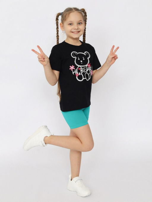 CRB wear/ HSKG 63844-22 Футболка для девочки,черный/Ex.Cherubino  фото 3