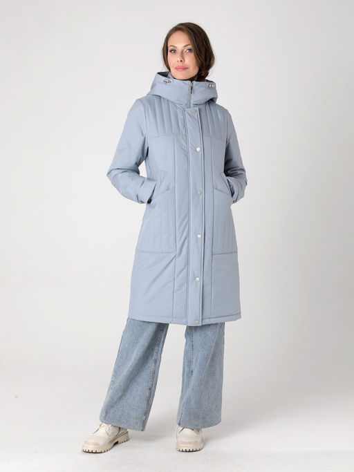 24323 Пальто дем. серо-голубой - Dizzyway фото 2