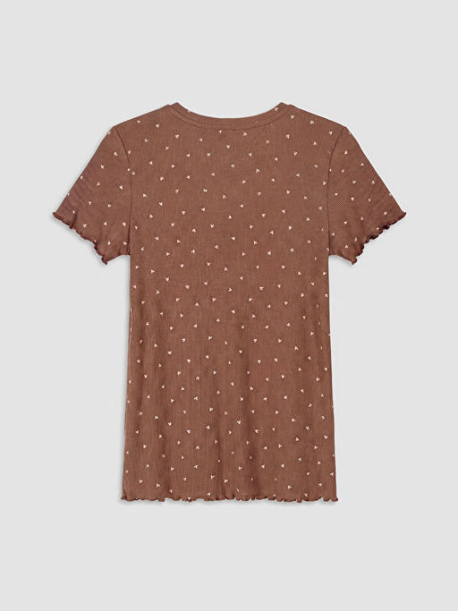 Bisiklet Yaka Kalp Desenli Kad?n Pijama ?st?