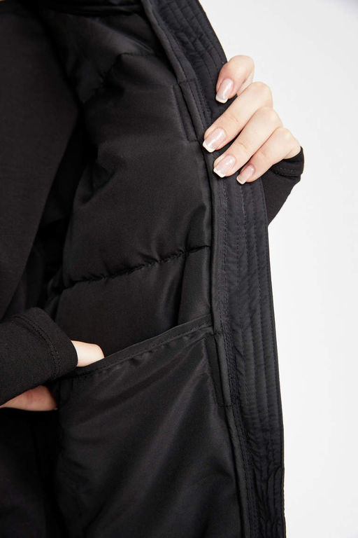 Длинный надувной спортивный жилет DeFactoFit с водоотталкивающим капюшоном и капюшоном  фото 9