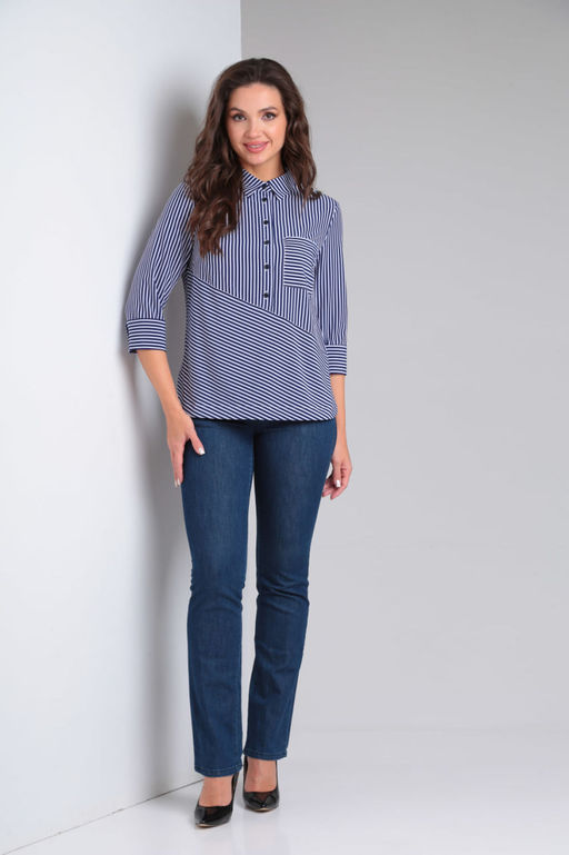 Блуза Modema 726-2 синяя полоска  фото 4
