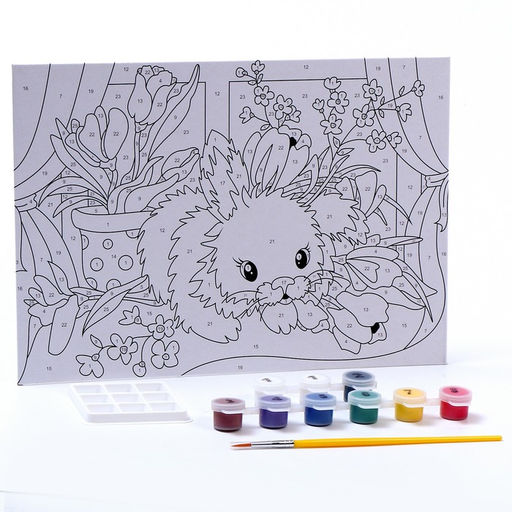 Картина по номерам для малышей «Пушистый зайка»