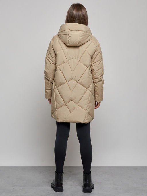 Зимняя женская куртка модная с капюшоном светло-коричневого цвета 52361SK - Holdluck фото 5
