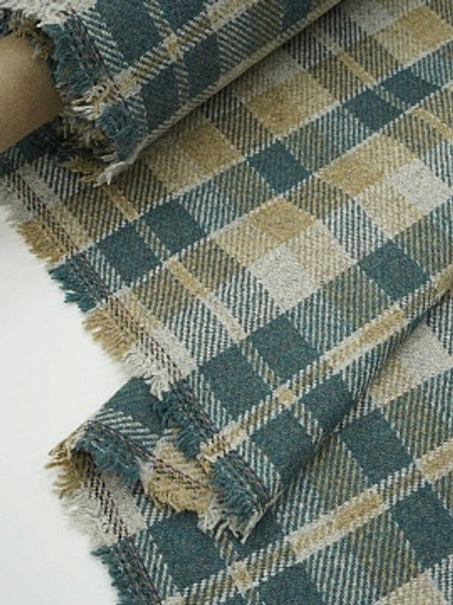 Шерсть пальтово-костюмная Твид Клетка цв.морская волна, ш.1.45м, шерсть-50%, п/э-50%, 390гр/м.кв - Купава фото 10