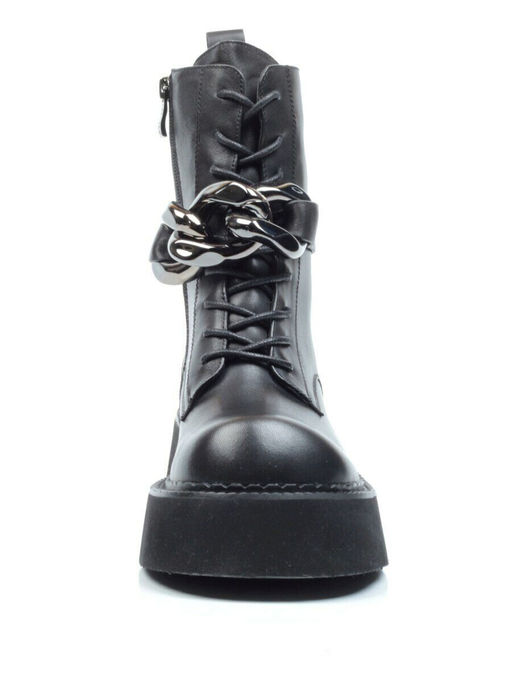 01-CYX03-1 BLACK Ботинки демисезонные женские (натуральная кожа, байка)