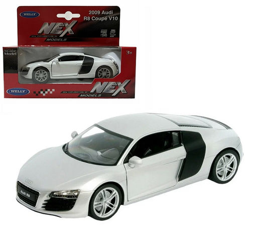 Welly. Машинка 1:38 "Audi R8 V10 2009" пруж. мех., белый арт.43633W-W