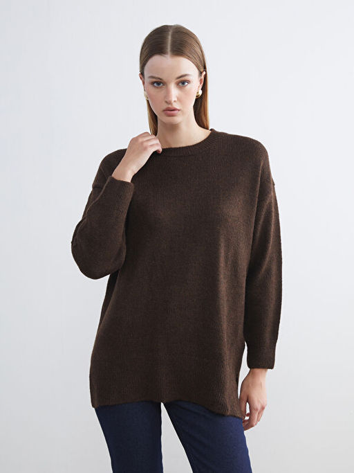 Bisiklet Yaka Oversize Kad?n Triko Kazak