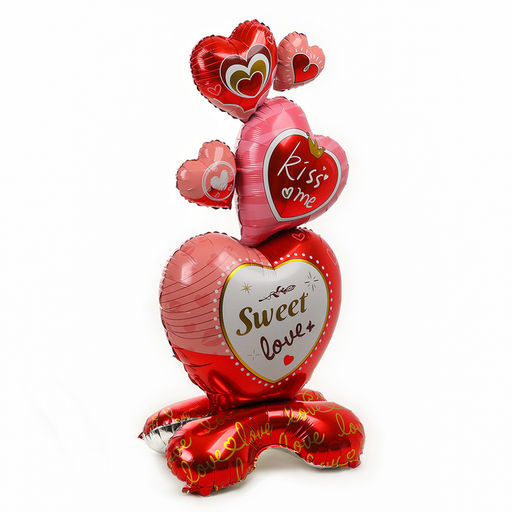 Воздушный шар фольгированный 61" «Сердца для любимой», на подставке