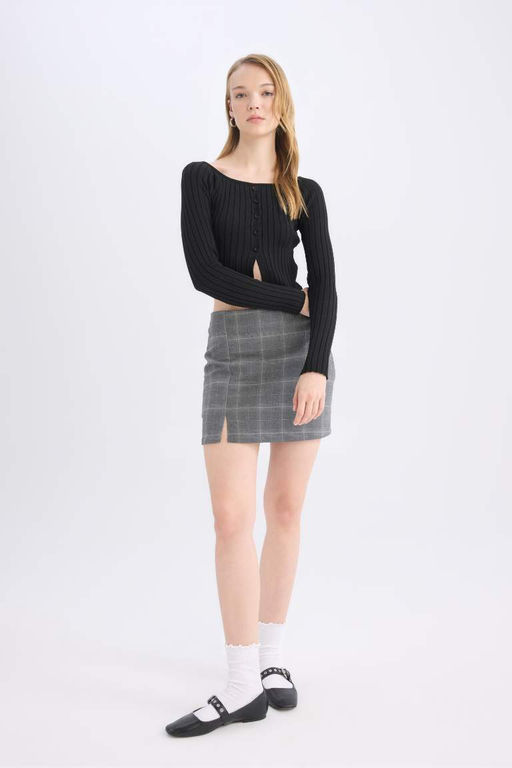 Мини-юбка с крутым принтом и высокой талией - Defacto фото 3