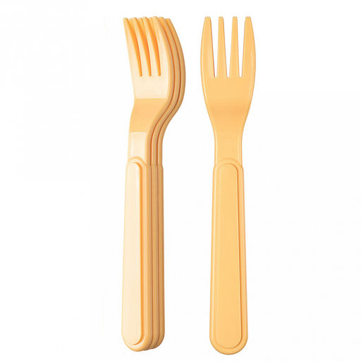 Набор для пикника 9 предметов: тарелка д20см - 3шт, стакан 280мл - 3шт, вилка - 3шт, бледно-желтый (Россия) - Домашняя мода фото 3