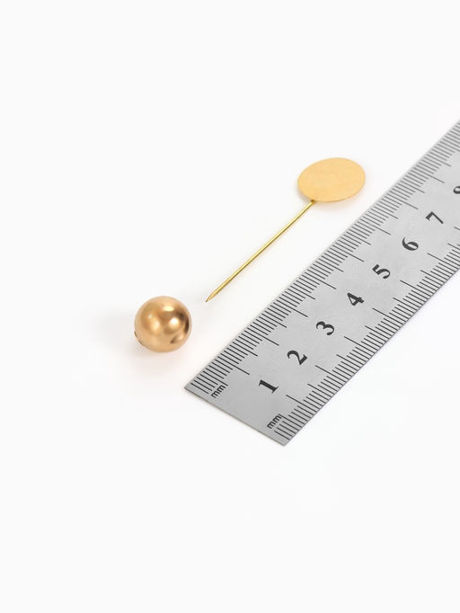 Основа Брошь-игла с шариком d=1.2 см (набор 5 шт.), L=5 см, площадка 1.5 см, цвет золото