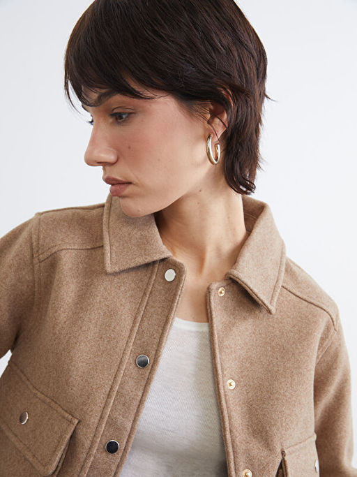 G?mlek Yaka Kad?n Ka?e Ceket