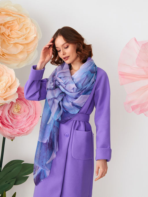 Большой, мягкий, тонкий и очень нежный двусторонний палантин с рисунком в стиле арт-деко - Tantino фото 7