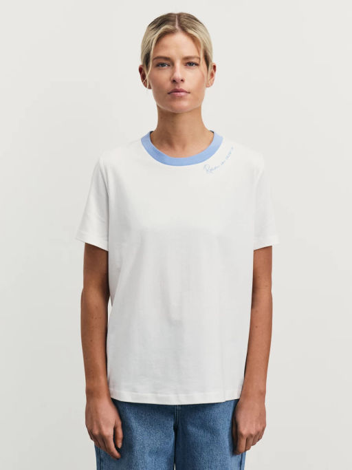 Футболка с принтом и контрастной горловиной / Zarina  фото 4