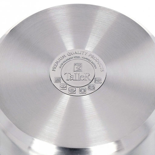 Ковш из нержавеющей стали Lira 0,9л, д14см, h6,8см, s0,5мм, дно д12см, s4мм, стеклянная жаропрочная крышка, стальной обод, пароотвод, силиконовые вставки коричневого цвета, капсулированное дно, полировка внешняя - матовая, внутренняя - матовая, мер - Домашняя мода фото 5