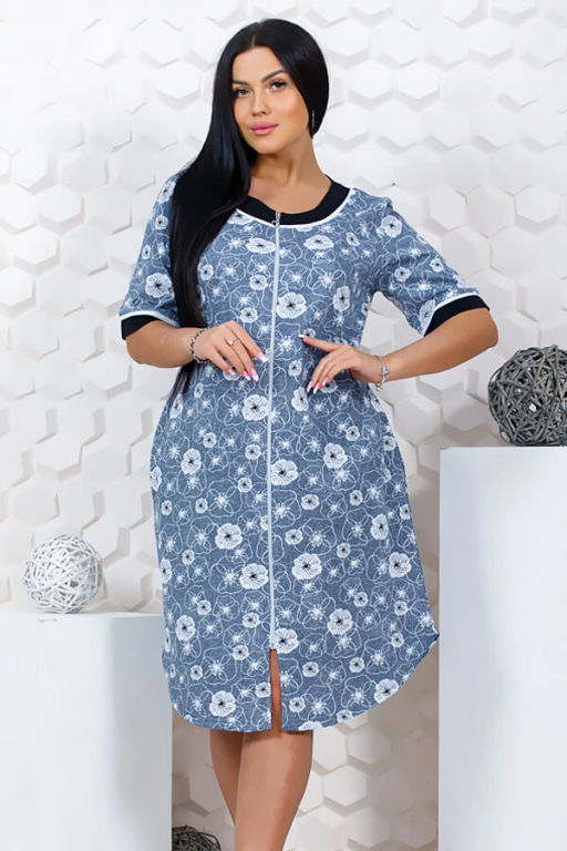 Халат женский, цвет серый белый