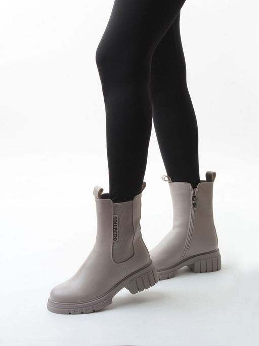 04-PAM370-3Z GRAY/BEIGE Ботинки зимние женские (натуральная кожа, 100% шерсть)