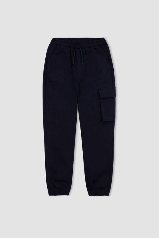 Школьные брюки карго из габардина темно-синего цвета для мальчика - Defacto фото 7