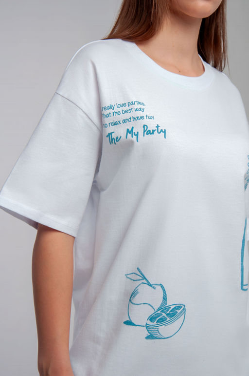 Арт. 31126 Футболка женская оверсайз 44-52 (5 шт) Цвет:белый - Калинка фото 13