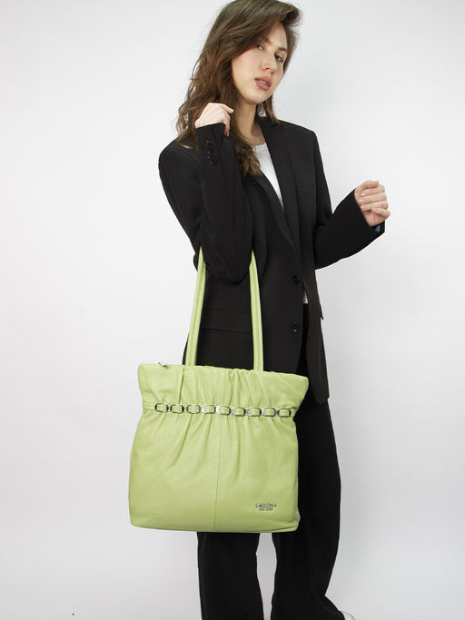 LACCOMA сумка Y1750-фисташковый натуральная кожа хлопок  фото 6