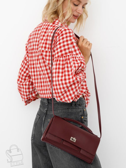 Сумка женская кожаная 5035PE burgundy Polina&Eiterou  фото 8