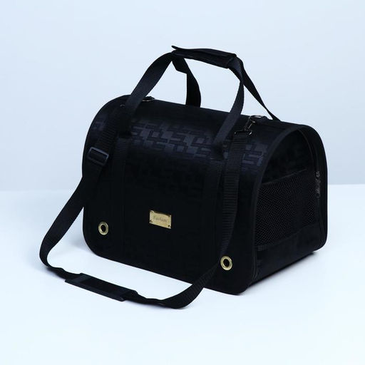 Сумка - переноска для животных Люкс, ПВХ, жаккард, 40 х 25 х 26, чёрная