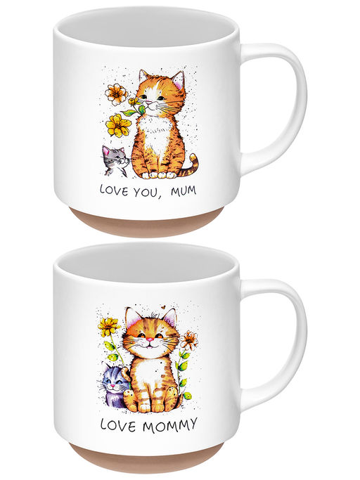 Набор кружек 2 пр. 430 мл 12*9*10 см Счастливый котенок, фарфор - Elan gallery фото 3