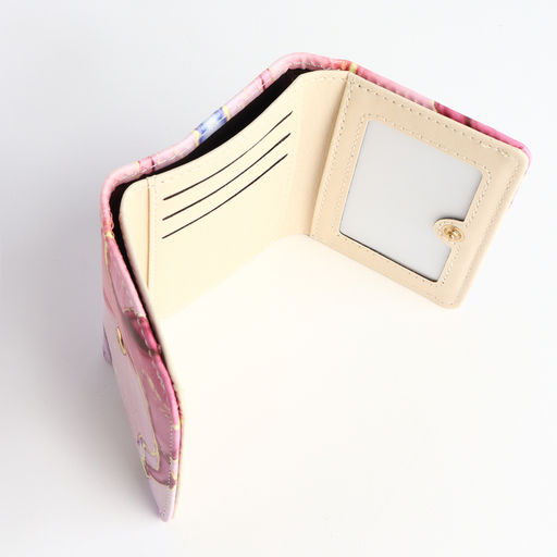 Кошелёк женский на кнопке, 10×1.5×8 см, с принтом, розовый