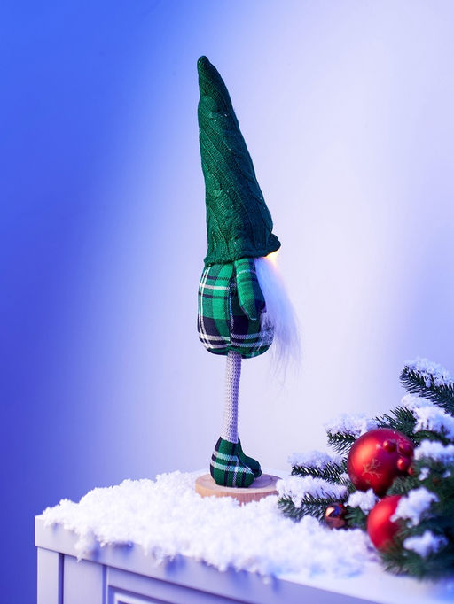 Фигура текстиль «Гном в зелёном» 54 см, 1 LED, от батареек AG13×3, свечение тёплое белое