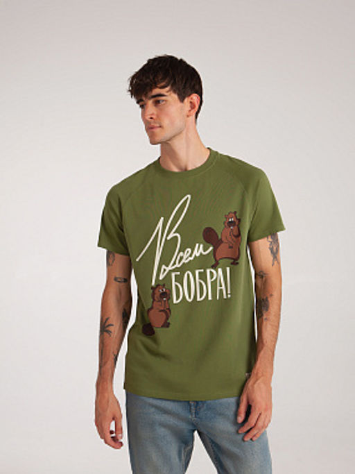 Футболка ЗАПОРОЖЕЦ Vsem Bobra KHAKI  фото 2