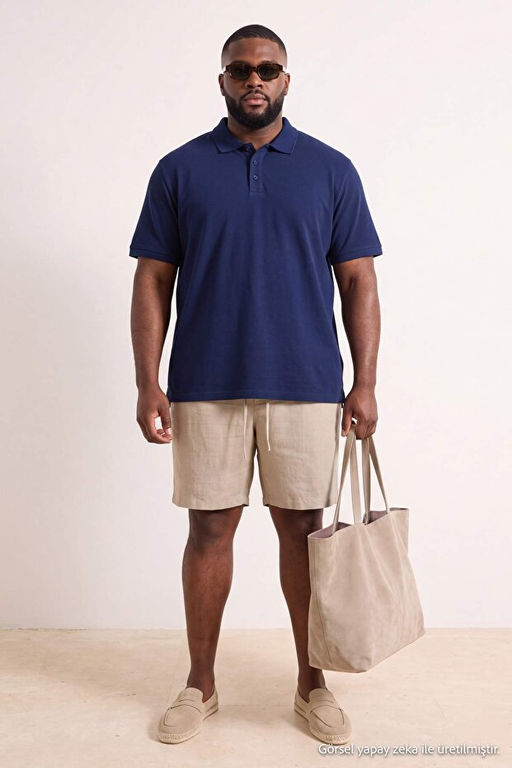 B_y_k Beden Lacivert Regular/Normal Kesim Basic %100 Pamuk Polo Yaka T-shirt TMNSS24BF00000 - Trendyolmilla фото 2