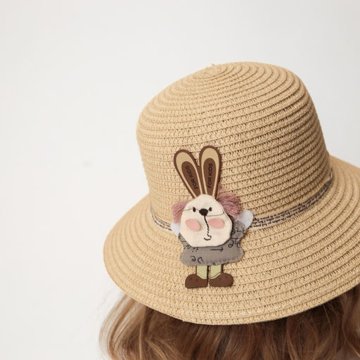 Шляпа для девочки MINAKU «Зайка», размер 52, бежевая