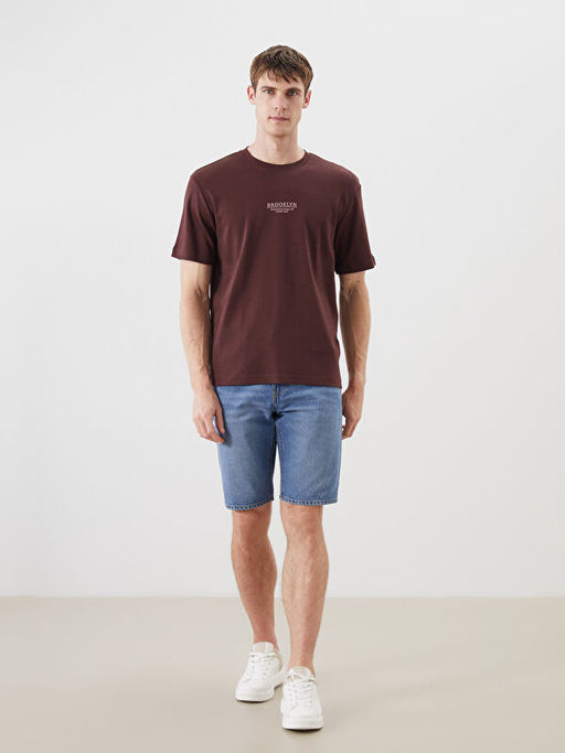 Bisiklet Yaka Bask?l? Erkek Ti??rt