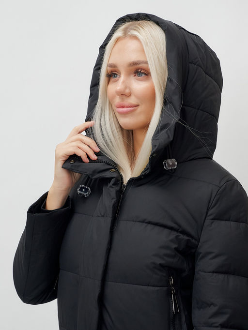 Пальто зимнее MTFORCE 9606Ch женское черное утеплитель 270 г/м²  фото 8