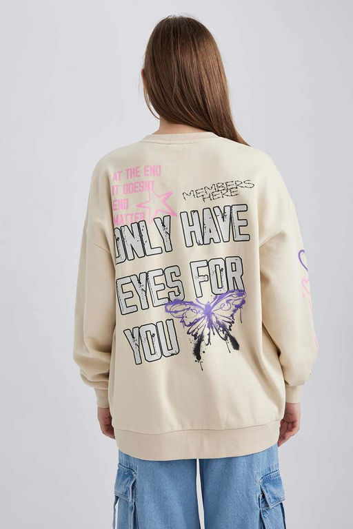 Толстый толстый свитшот Cool Oversize с круглым вырезом - Defacto фото 6
