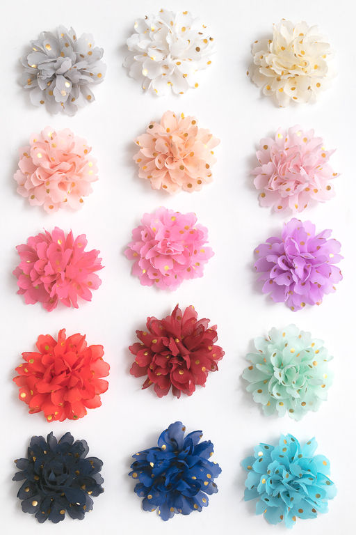 Цветочек шифоновый в горошек 9 см (20 шт) SF-5924, светло-розовый №24 - No name фото 2