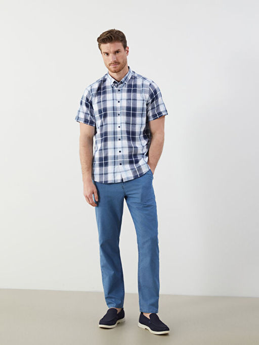 Regular Fit K?sa Kollu Ekose Erkek G?mlek