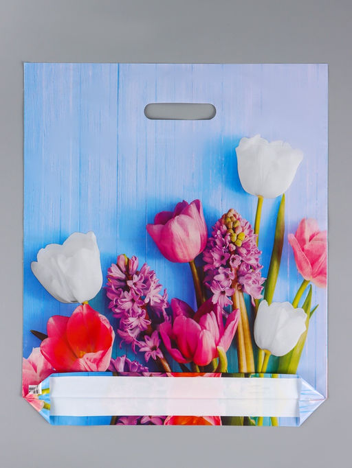 Цена за 50 шт. Пакет Цветочный уют, полиэтиленовый с вырубной ручкой, 38?45 + 3 см, 50 мкм