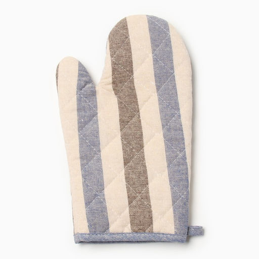 Варежка - прихватка «Доляна. Полоса», 28×17 см, серый/синий