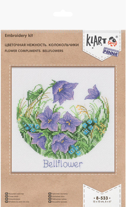 Klart набор для вышивания 8-533 Цветочная нежность. Колокольчики 15 х 15 см