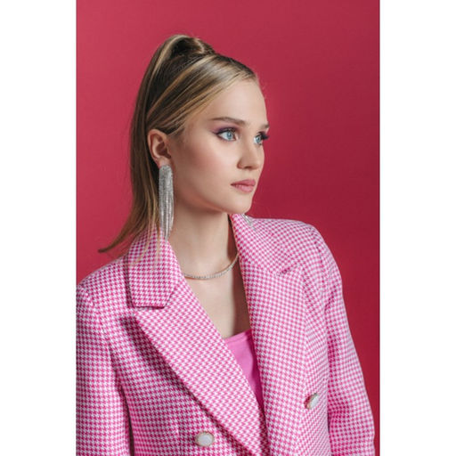 Серьги висячие со стразами Лёд полукруг, белые в серебре - Qf фото 5